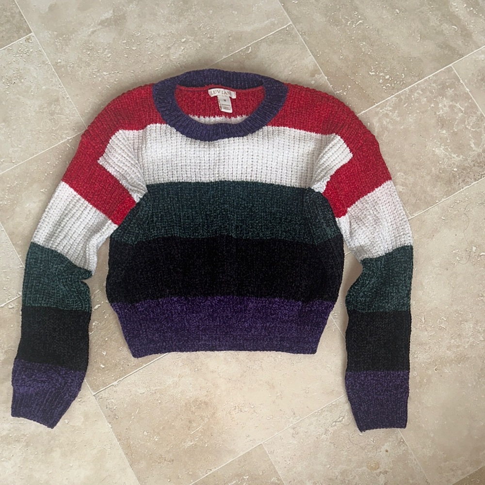 Colorful Striped Crew Neck Sweater